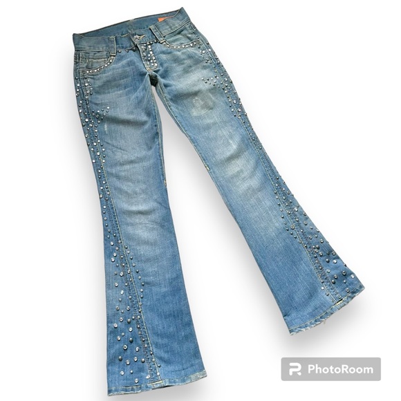 ASO Hannah Montana! Season 2 Rhinestones Studded Bootcut Jeans Size 25 - Picture 2 of 12